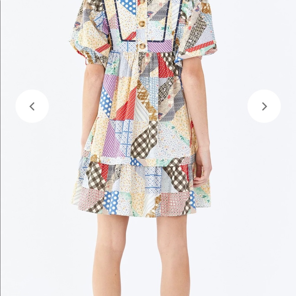 Hunter Bell Britton Quilted Patchwork Puff Sleeve Dress Size Xs - Picture 2 of 8